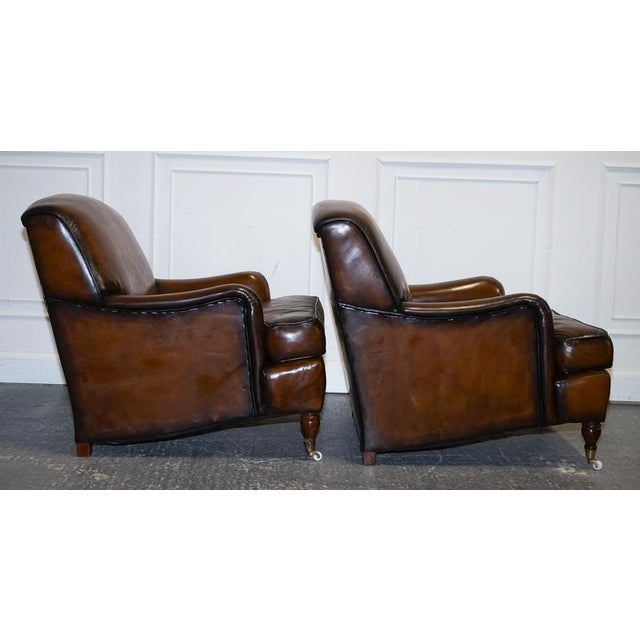 Set of Cigar Hand Dyed Leather Chairs For Sale - Image 11 of 18