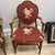 French Country Late 20th Century French Country Louis XVI Style Embroidered Rose Front and Gingham Check Back Armchairs (Pair) For Sale - Image 3 of 6