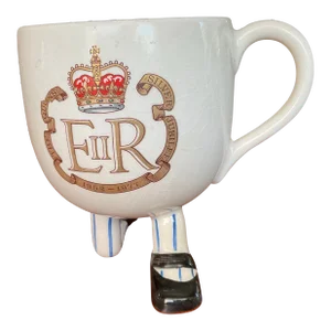 1977 Queen Elizabeth II Silver Jubilee Walking Carlton Ware Mug with Black Shoes
