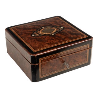 19th Century Napoleon III Marquetry Box, Mother of Pearl Inlay For Sale