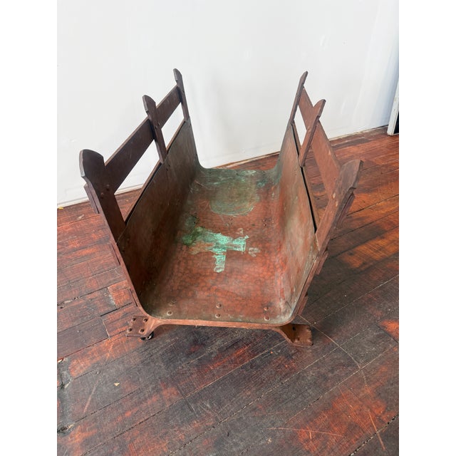 Gustav Stickley Style Arts and Crafts Copper and Iron Log Holder, C. 1910 For Sale - Image 10 of 12