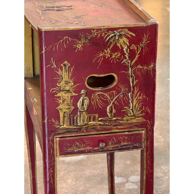 Chinoiserie Red Chinoiserie Decorated Side Table For Sale - Image 3 of 8