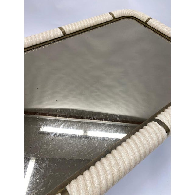 Large White Ceramic and Brass Coffee Table by Tommaso Barbi, 1970s For Sale - Image 14 of 16