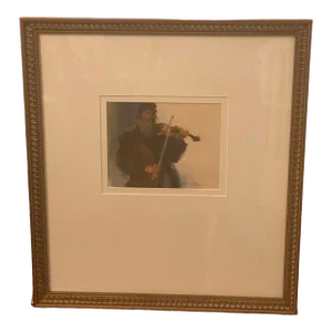 Late 20th Century Framed Watercolor Portrait “Tevye,The Fiddler on the Roof” by Arne Westerman 1982