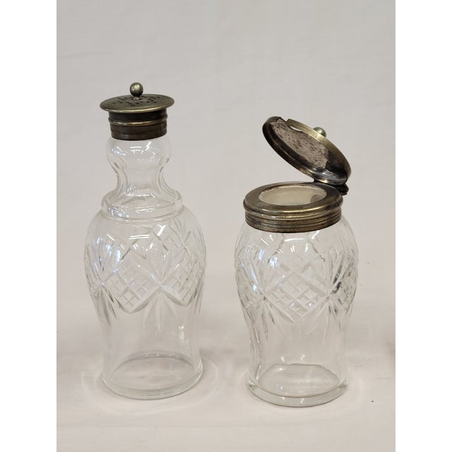 Antique Silverplate and Glass Four Bottle Cruet Set For Sale - Image 4 of 11