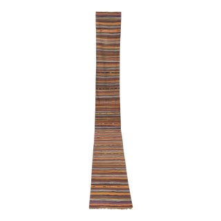 Vintage Turkish Kilim Runner Hand Woven Wool Long Runner For Sale