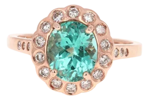 3.04 Carat Apatite Diamond 14 Karat Rose Gold Ring, Size 7.25