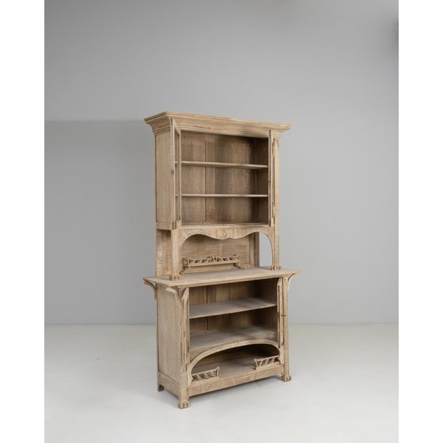 Wood 1910s French Art Nouveau Oak Vitrine With Floral Details For Sale - Image 7 of 18