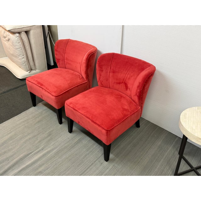 2010s World Market Quincy Slipper Chairs, Pair For Sale - Image 5 of 12