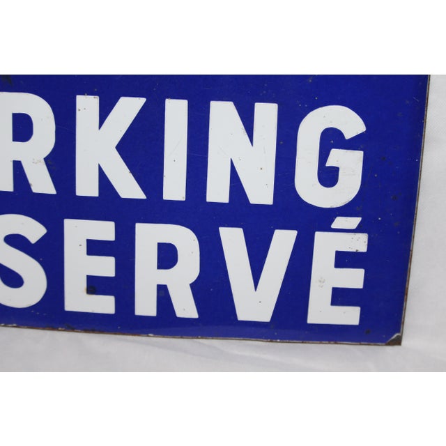 Blue and White Enamel Metal Traffic Sign, 1950s For Sale - Image 14 of 17