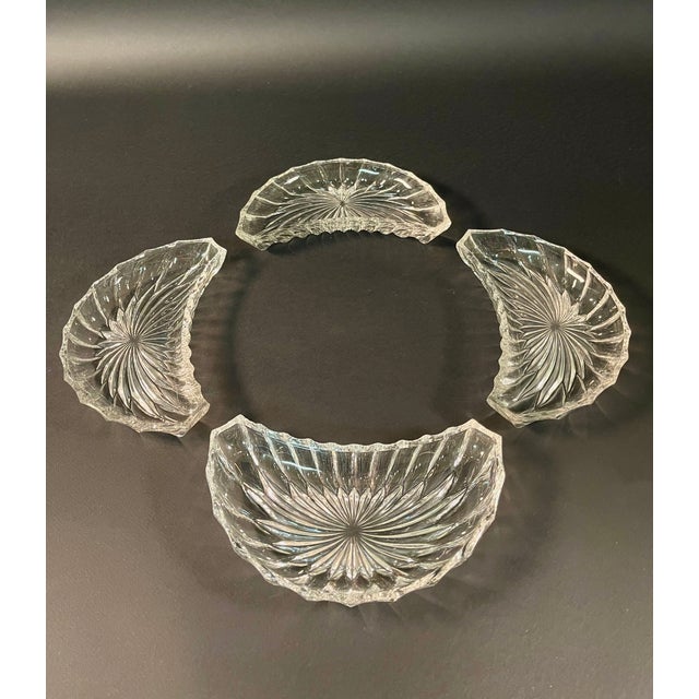 Glass Vintage Crystal Centerpiece attributed to Baccarat, 1940s, Set of 4 For Sale - Image 7 of 9