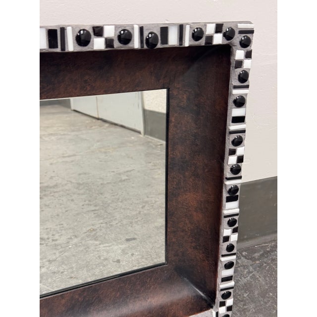 Sculpture Materials Mychelle Fitzgerald Black + White Mosaic Design Wall Mirror For Sale - Image 7 of 12