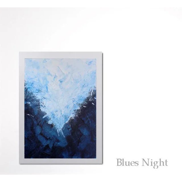"Blues Night" Contemporary Abstract Acrylic Painting For Sale - Image 4 of 9