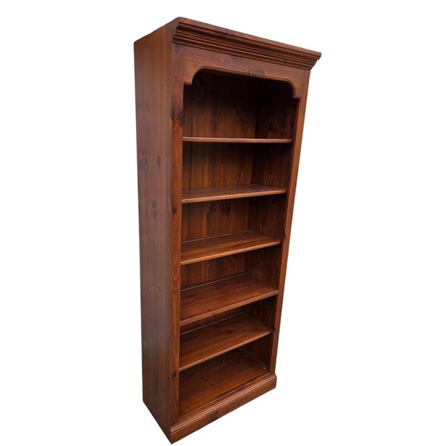 Brown 1990s Ethan Allen Country Craftsman Bookshelf Cabinet Shelf Display Knotty Pine Hutch For Sale - Image 8 of 15