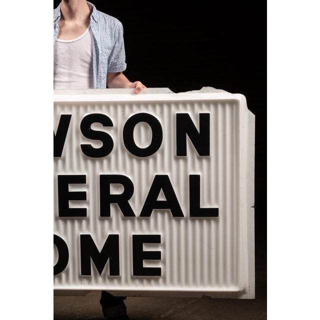 Industrial Vintage Molded Lucite Dawson Funeral Home Advertising Sign Panel For Sale - Image 3 of 9
