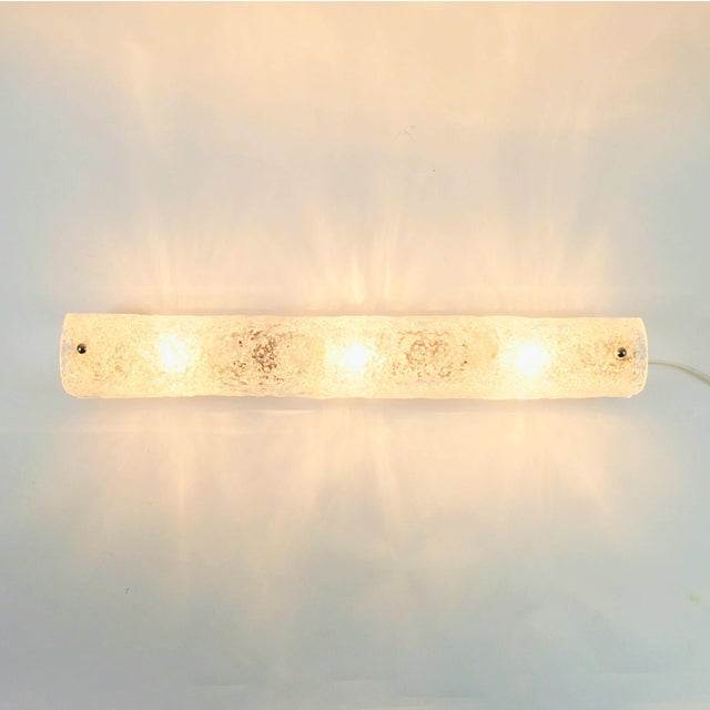 Silver Mid-Century Tubular Murano Glass Wall Light from Hillebrand, Germany, 1970s For Sale - Image 8 of 13