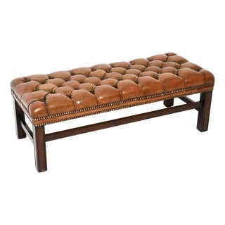 Antique Georgian Leather Bench, 1930 For Sale