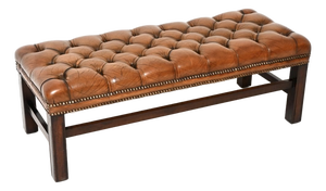 Antique Georgian Leather Bench, 1930