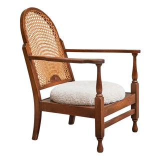 Lounge Chair in Oak, Webbing and Wool from Gościcino, Poland, 1930s For Sale