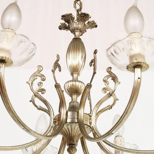 1950s Venetian 8-Arm Chandelier in Silvered Brass, 1950s For Sale - Image 5 of 6