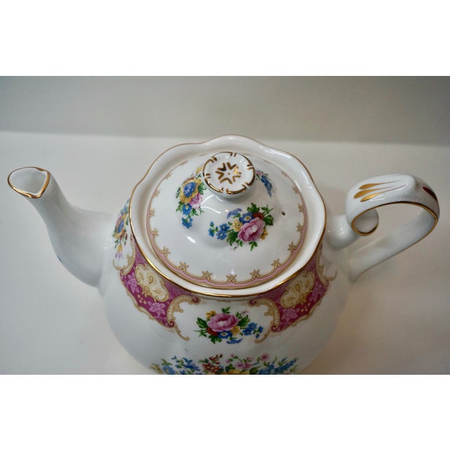 Shabby Chic Royal Albert Lady Carlyle Bone China Teapot & Lidded Sugar Bowl - 2 Pieces For Sale - Image 3 of 10