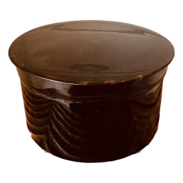 Vintage Round Faux Tortoiseshell Box For Sale