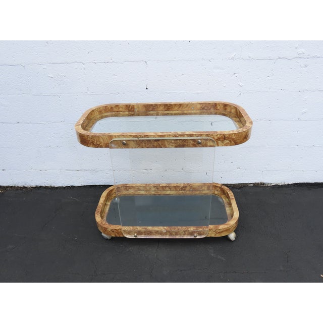 Lucite Two Tier Glass Top Bar Buffet Server Tea Coffee Cart 6395 For Sale - Image 13 of 16