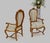 Pair Carved Striped Upholstery Tall Backs Carved Walnut Scallop Design Decorated For Sale - Image 10 of 17