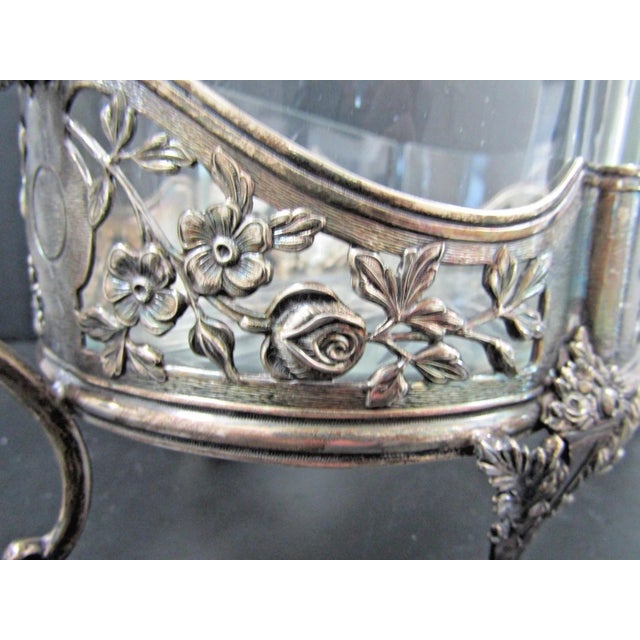 1910s Topazio Portuguese Sterling Silver Crystal Centerpiece Jardiniere Dragon Handles For Sale - Image 12 of 18