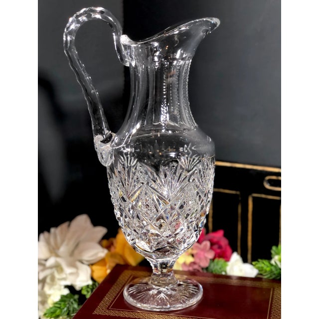 English Antique St Louis Florence Cut Crystal Tall Water Pitcher For Sale - Image 3 of 10