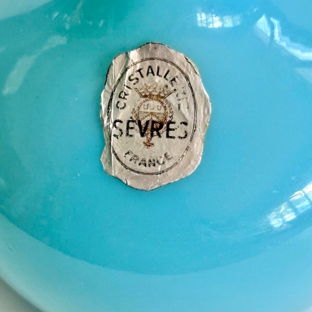 French Blue Opaline Glass Bud Vase, Sevres Cristallerie, France (With Label ) For Sale In Miami - Image 6 of 9