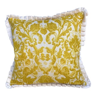 Vintage Printed Linen Pillow For Sale