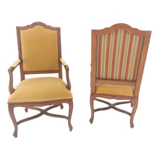 Pair of Carved French Style Mohair Fabric Carved Open Arm Lounge Chairs MINT! For Sale