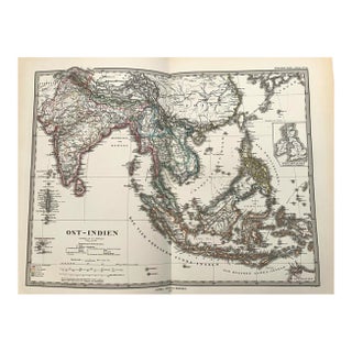 1877 Stieler Map of Southeast Asia For Sale