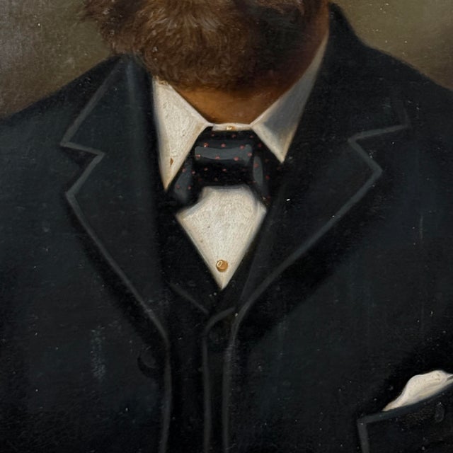 Black Antique Victorian British School Portrait of a Bearded Man (Framed) For Sale - Image 8 of 11