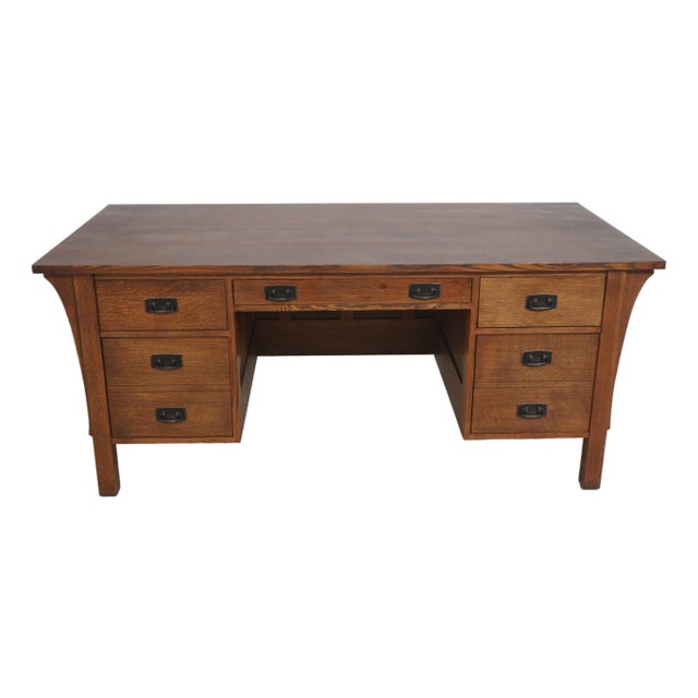 Stickley Large Mission Oak Arts & Crafts Executive Desk For Sale