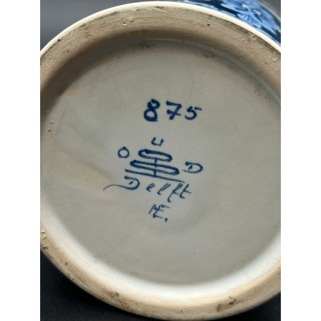 Antique Hand-Painted Beer Mugs with Pewter Lids from Royal Delft, 1920, Set of 2 For Sale - Image 9 of 18