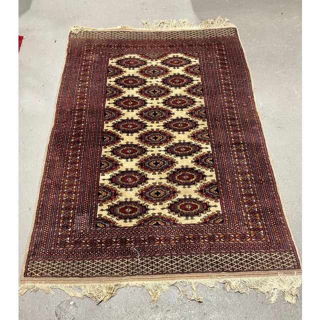 Vintage Persian Bokhara Style Geometric Area Rug For Sale - Image 9 of 9