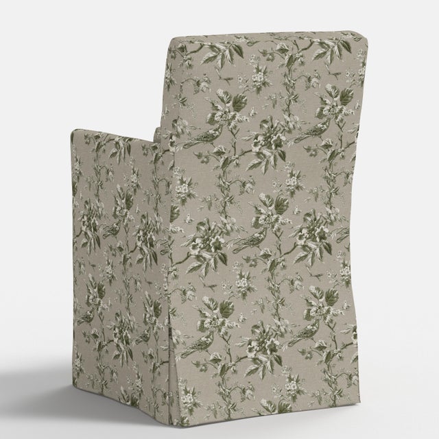 Textile Slipcover for Stoffer Home x Cloth & Company for Lindy Slipcover Dining Armchair in Bird Toile Olive For Sale - Image 7 of 8