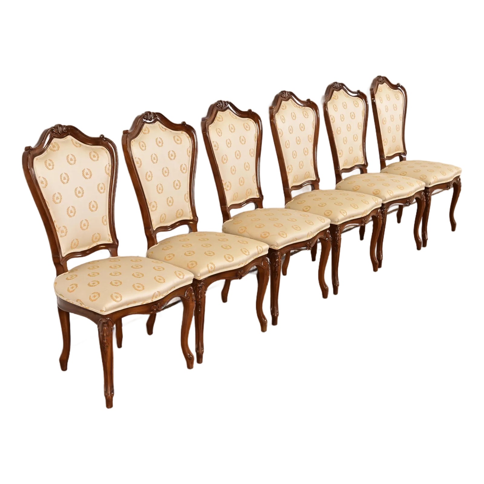 Karges French Provincial Louis XV Carved Walnut Side Chairs or