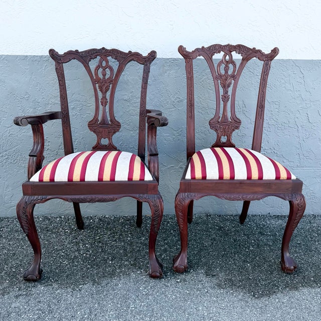 Wood Vintage Chippendale Style Ball in Claw Dining Chairs - Set of 9 For Sale - Image 7 of 12