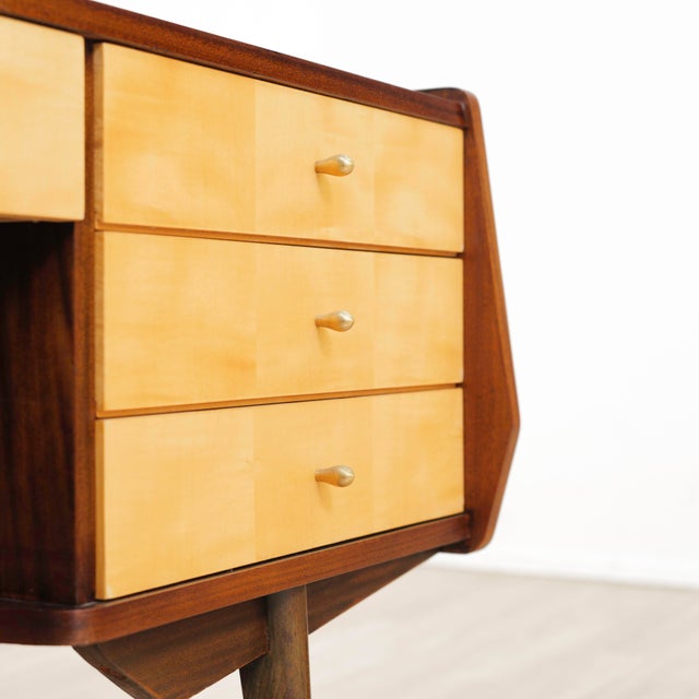 Mid-Century Modern Vintage Italian Marino Vanity Lacquered Maple & Sycamore For Sale - Image 3 of 9