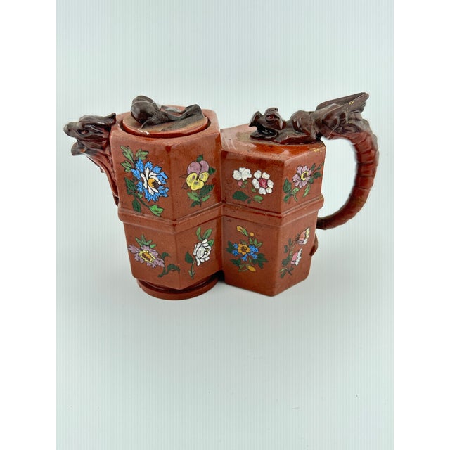 Chinoiserie Antique Watcombe Pottery Teapot For Sale - Image 3 of 12