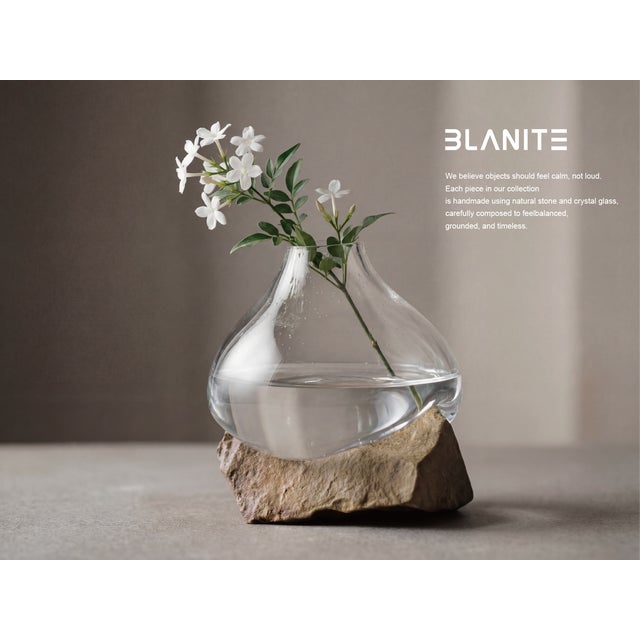 2020s Unique Crystal Vase With Natural Stone – One of a Kind Sculptural Birthday Gift For Sale - Image 5 of 7