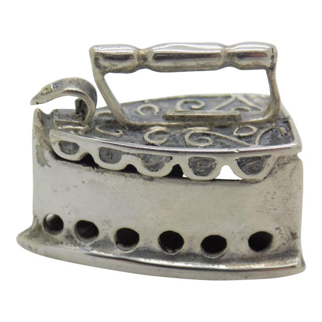 Vintage Italian Handmade Genuine Sterling Silver 925 Old Fabric Iron Dollhouse Miniature For Sale