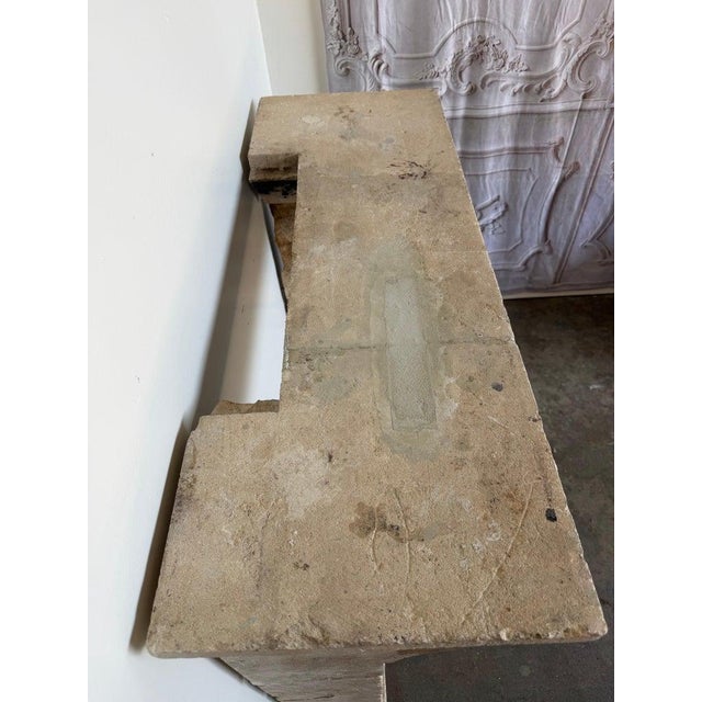 Petite 18th Century French Limestone Fireplace Mantel With Scrolled Corbels For Sale - Image 16 of 17
