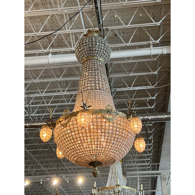 Absolutely stunning stag head chandelier with mesmerizing lights on the inside and sparkling deer head lights on the...