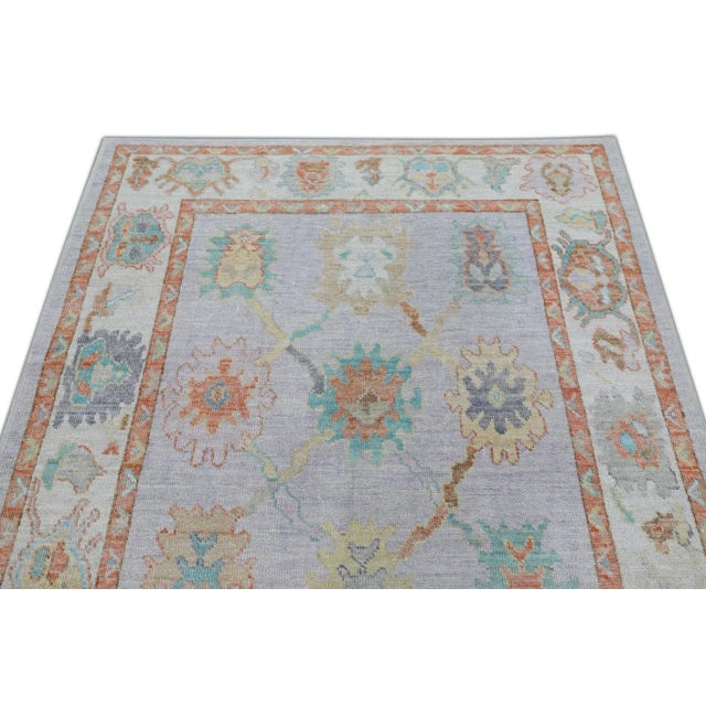 Textile Early 21st Century Multicolor Handwoven Turkish Oushak Rug 5'2" X 7' For Sale - Image 7 of 10