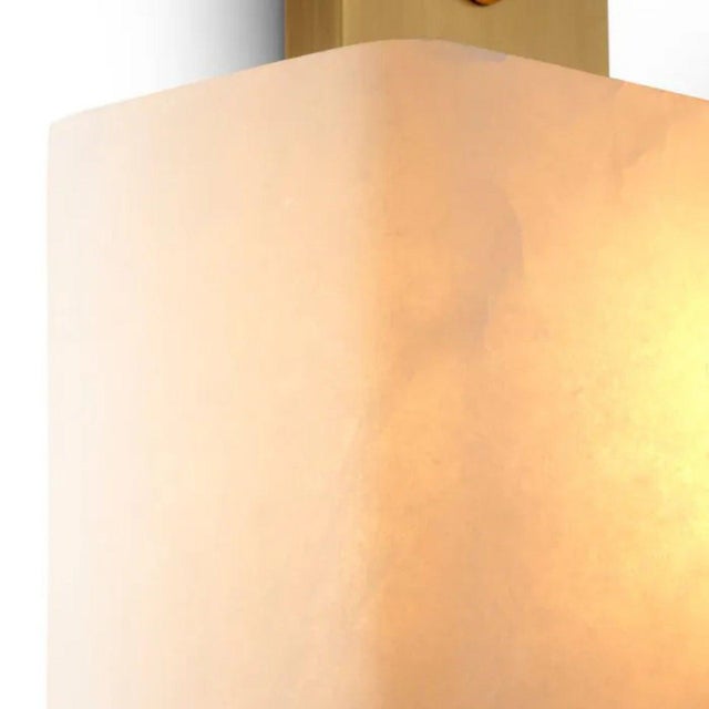 Antique Modernist Brass & Alabaster Wall Lamps, Set of 2 For Sale - Image 8 of 10