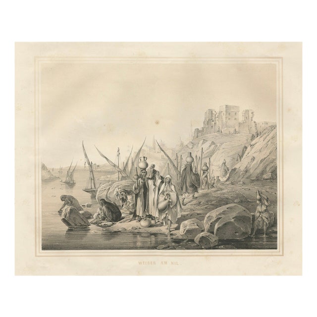 Egyptian Women at the Nile Water Scene, 1846, Paper For Sale